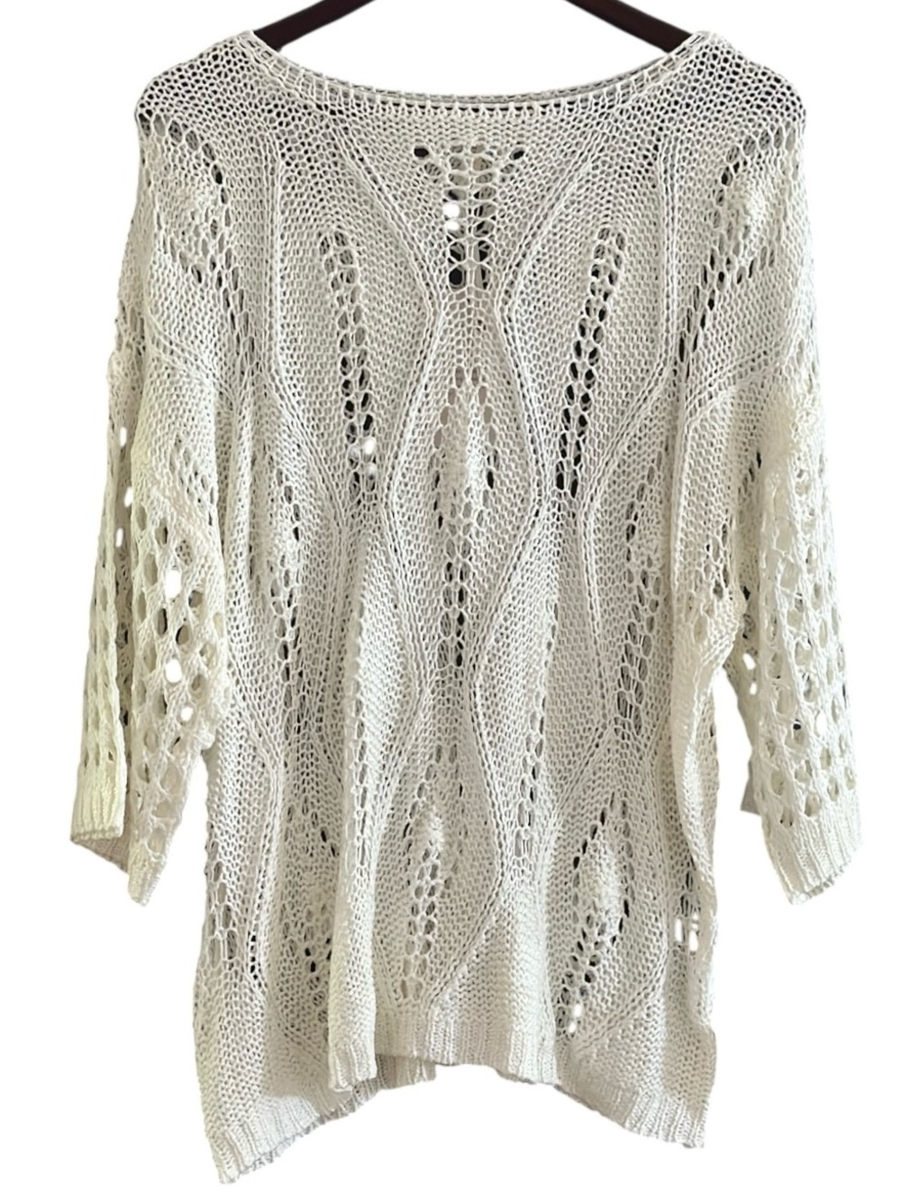 EVALESS Ivory Open Knit Crochet Sweater Size 2XL NWT